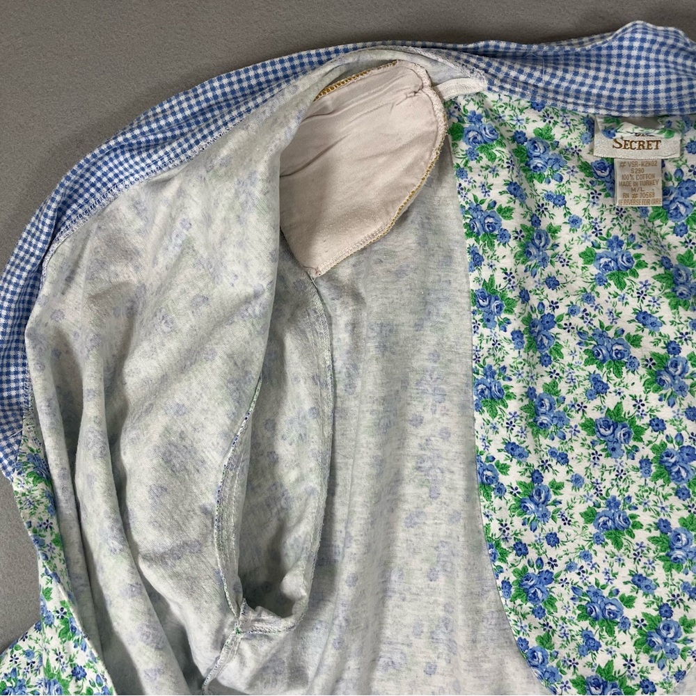 🪻90s Victoria’s Secret Gold Label Floral Cotton Robe M/L Cottagecore Tradwife - Picture 11 of 12